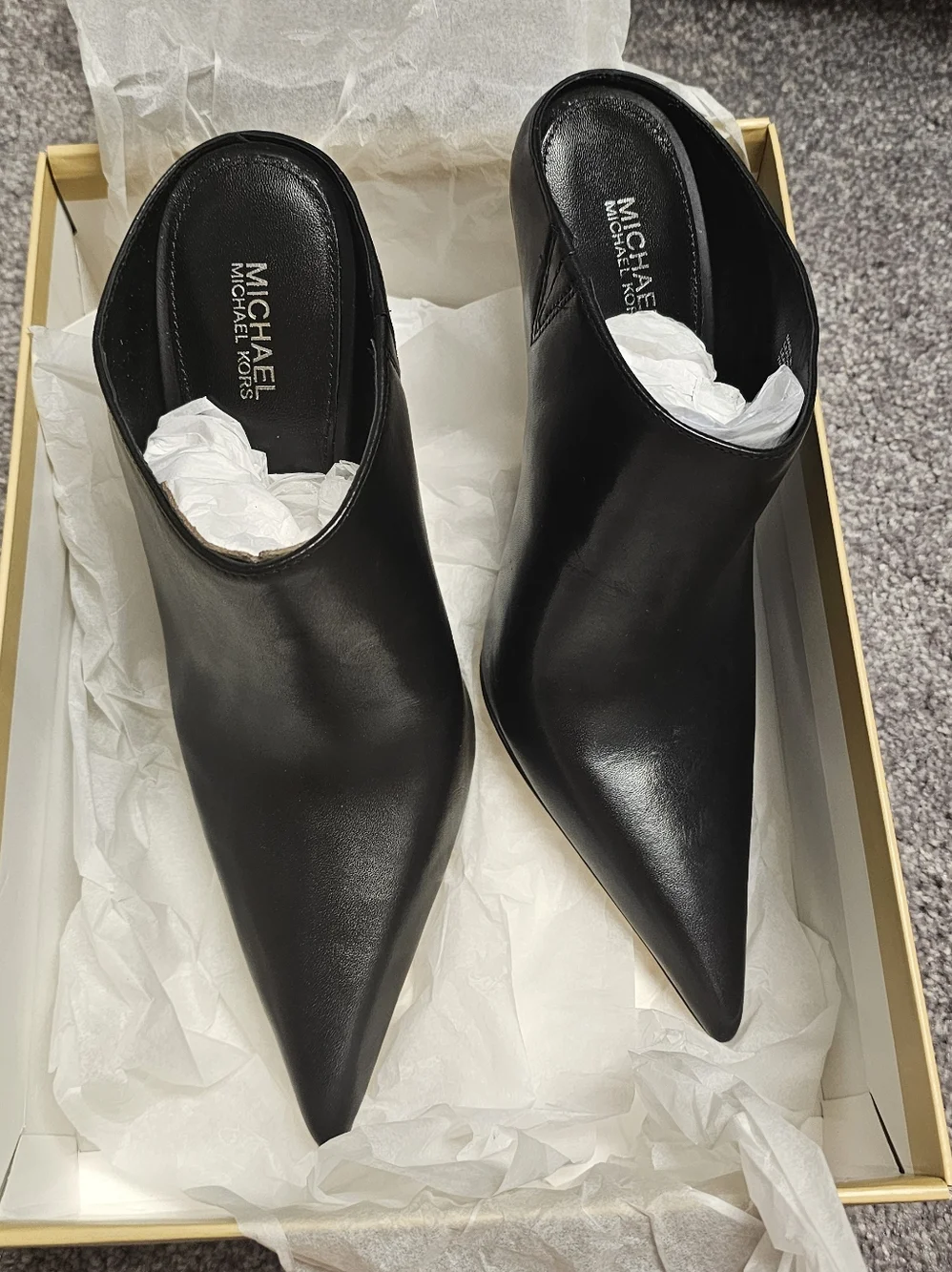 New Michael Kors Halle Leather Mule Pump Sz 7 - Picture 4 of 8
